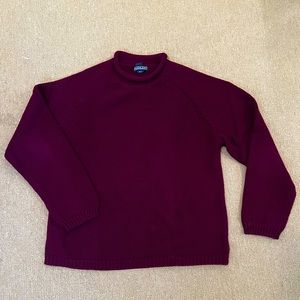 Lands End Vintage Men’s Rollneck Sweater in Oxblood Color, Size M
